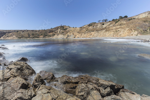 Abalone Cove Shoreline Park in Southern California with motion blurred water.