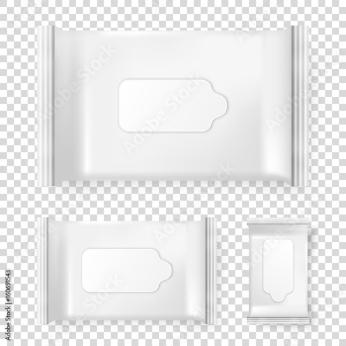 Realistic vector pack of wet wipes icon set isolated on transparent background. Vector design template for branding. Closeup design template, mockup in EPS10.