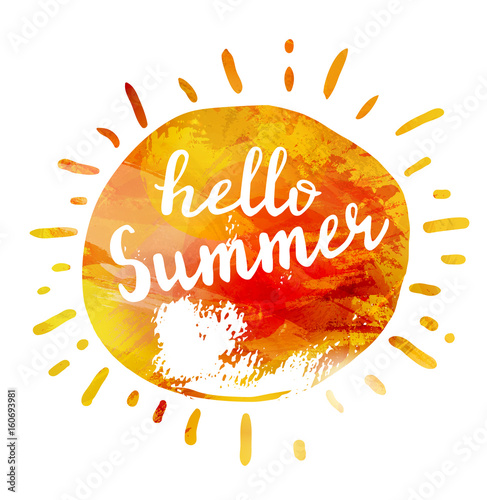 Watercolor Summer hand lettering vecto