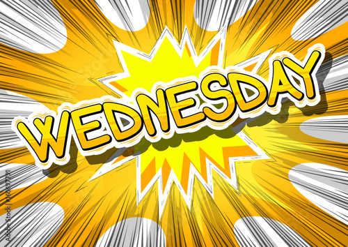 Wednesday - Comic book style word on abstract background.