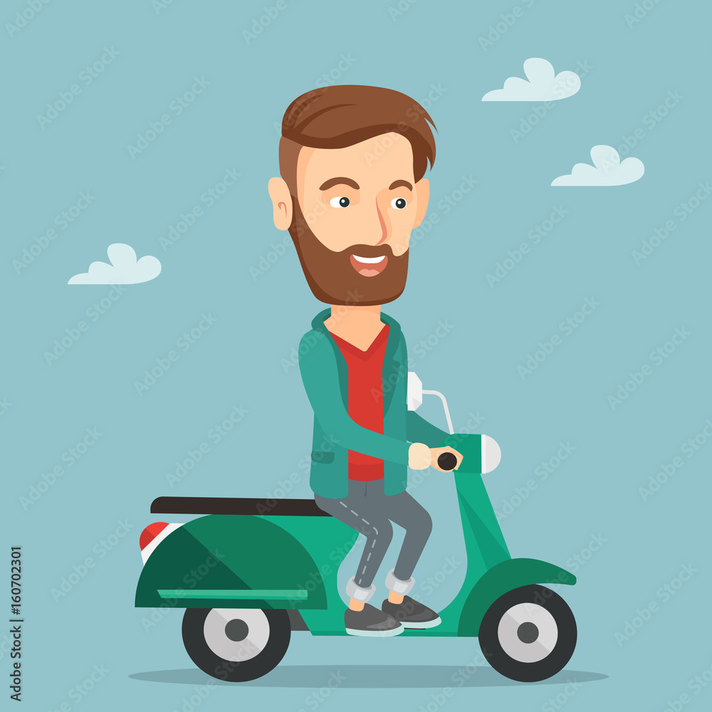 Man riding scooter vector illustration.