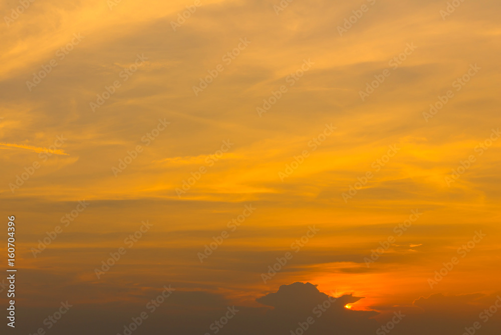 golden sky at the sunrise for background