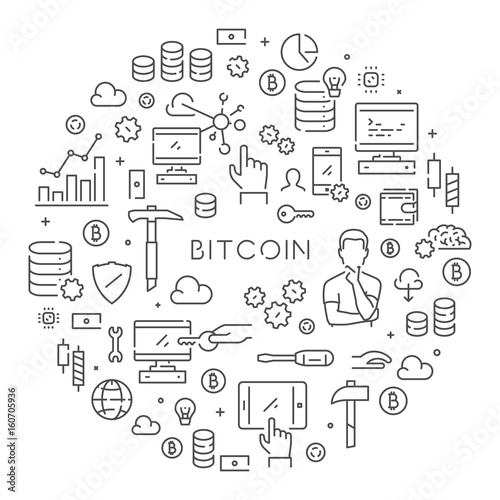 Vector line web concept for bitcoin