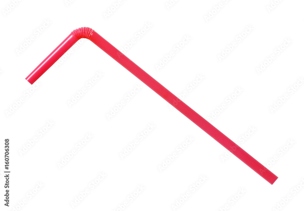 Red straw on white background Red straw on white background