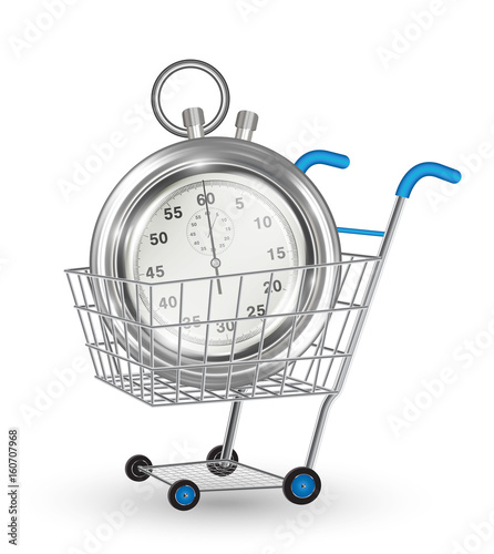 real steel stopwatch on a shopping cart