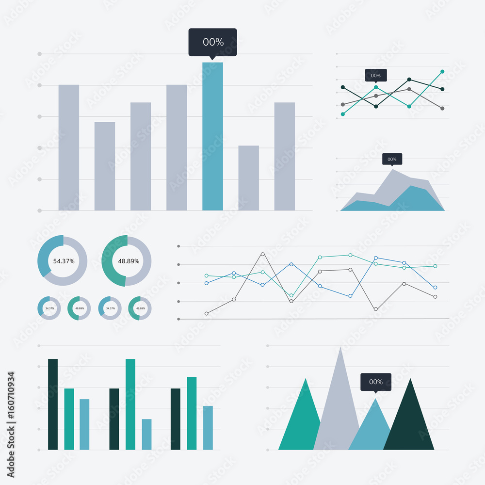 Data analysis graph and chart vector icons Data analysis graph and chart vector icons