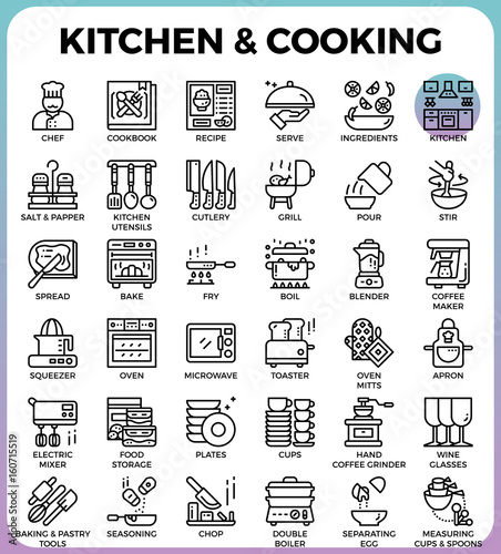 Kitchen and cooking icons