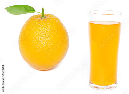 orange juice with oranges isolated on white 
