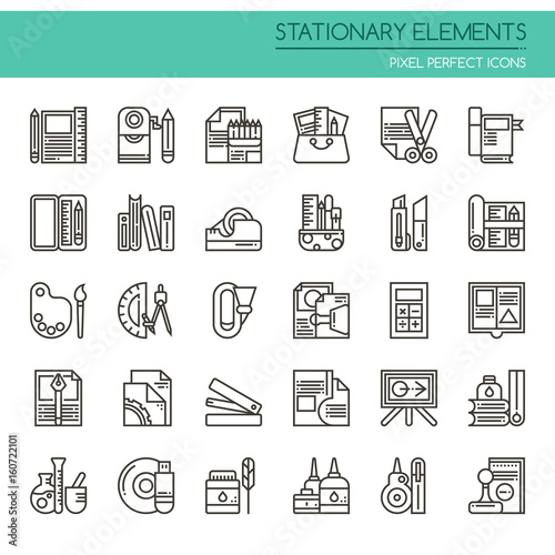 Stationary Elements , Thin Line and Pixel Perfect Icons.