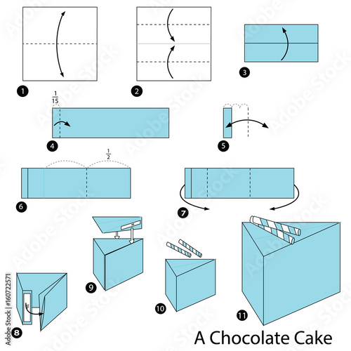  step by step instructions how to make origami A Chocolate Cake