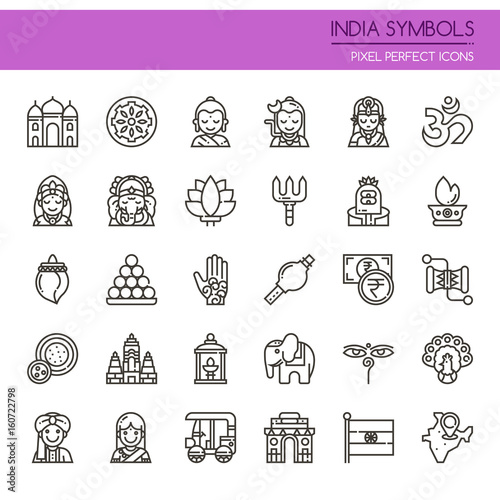 India Symbols , Thin Line and Pixel Perfect Icons.
