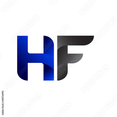 Modern Simple Initial Logo Vector Blue Grey HF
