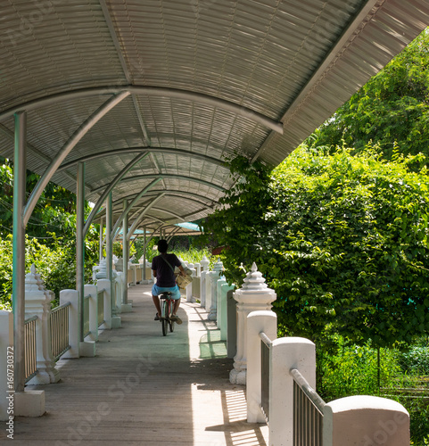 Bike on a wood bridge