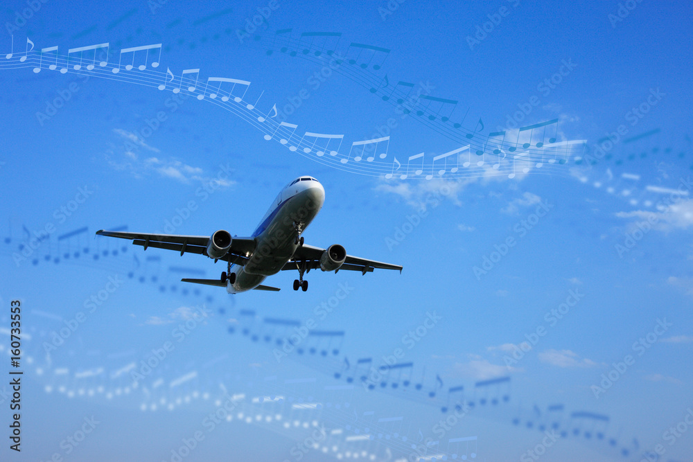 Fototapeta premium 飛行機と譜面