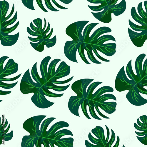 Seamless tropical plant pattern. Green. Jungle. Vacation.