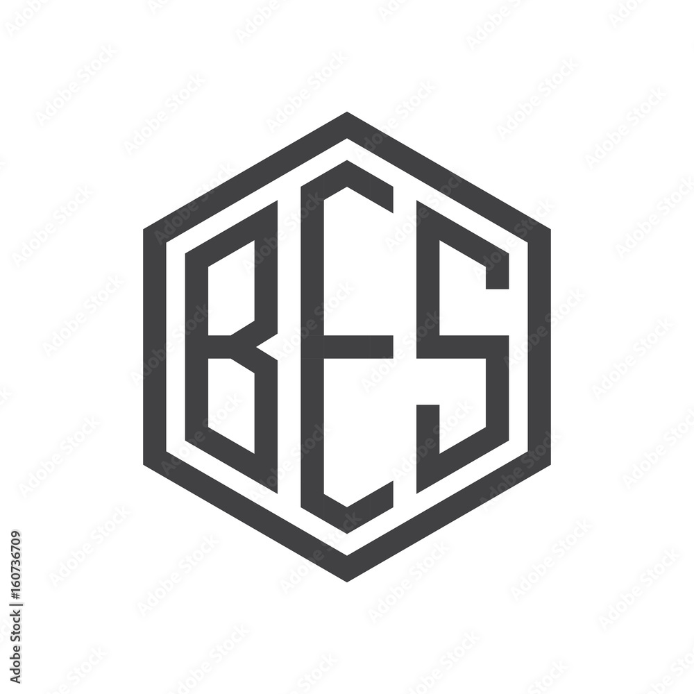 three-letter initials hexagon logo black