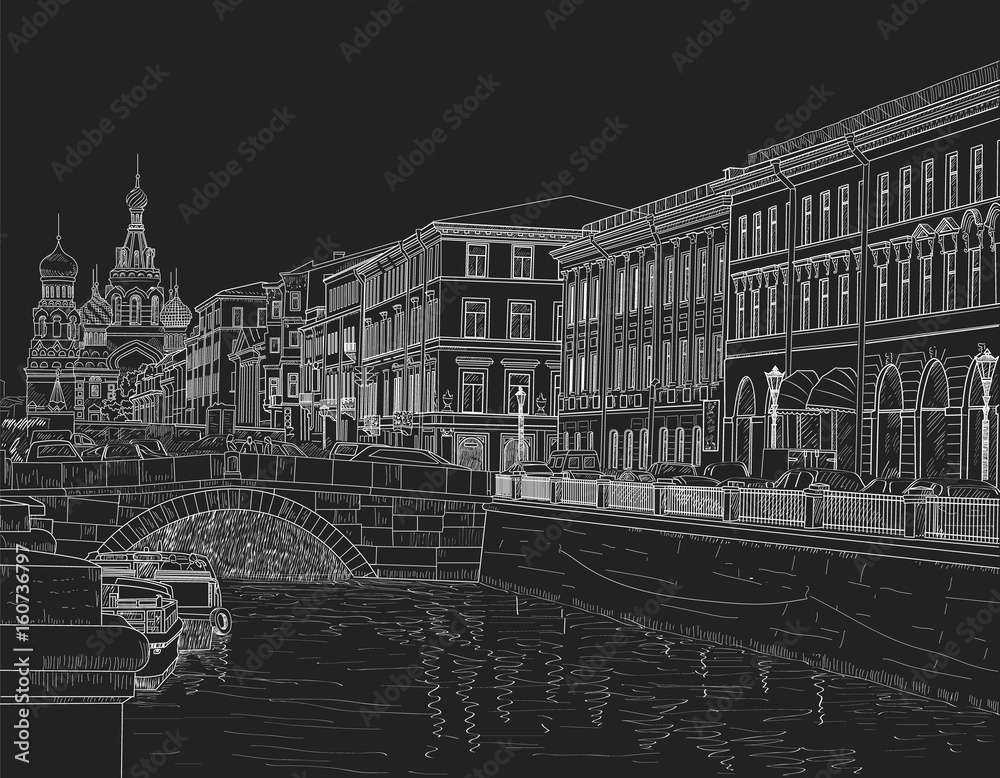 Obraz premium Sketch of a city street