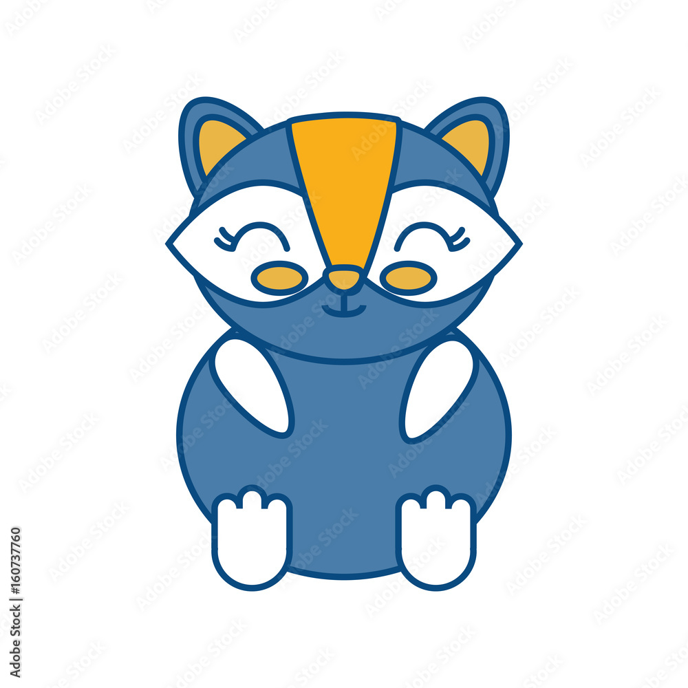 Obraz premium kawaii raccoon animal icon over white background vector illustration