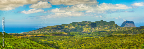 Fototapeta Naklejka Na Ścianę i Meble -  View from the viewpoint. Le Morn Brabant on background. Mauritius. Panorama
