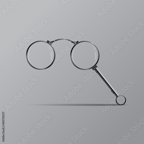 Vector isolated lorgnette on gray background.