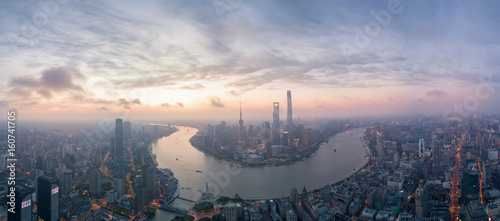 Shanghai city skyline in sunrise