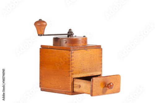 vintage coffee mill isolated on white backgroung