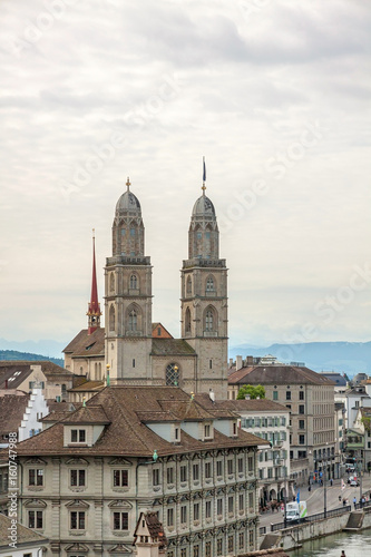 Grossmunster with town hall of Zurich, Switzerland