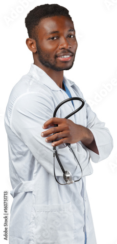 doctor with stethoscope isolated on white