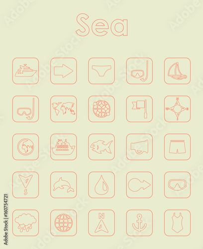 Set of sea simple icons