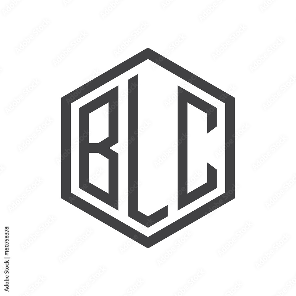Fototapeta premium three-letter initials hexagon logo black