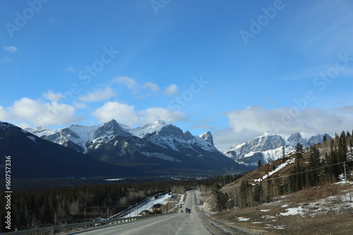 Road to the rockie mountians in Alberta photo