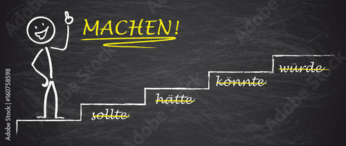 Karriereleiter mit Strichmännchen als Motivator