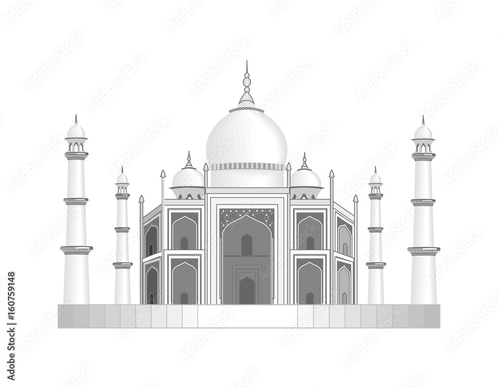 The Taj Mahal temple in India. Stylized as a pencil drawing. illustration