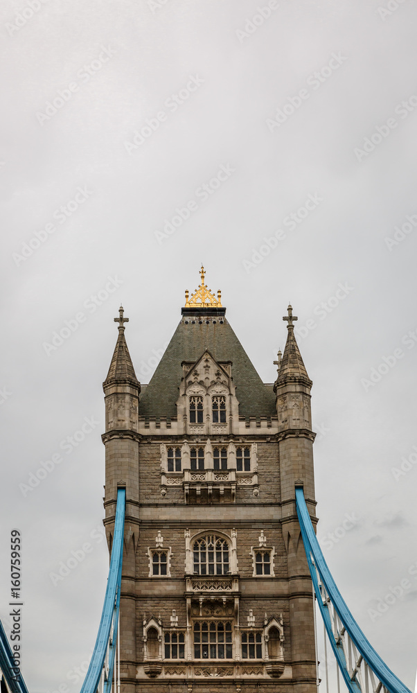 The Tower Bridge in London with cloudy sky
