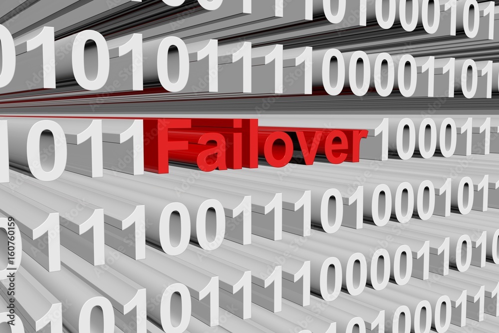 Failover in the form of binary code, 3D illustration