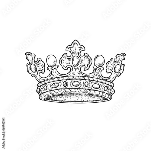 Beautiful royal crown. Vector illustration for a postcard or a poster, print for clothes. Fashion & Style. Vintage, retro.
