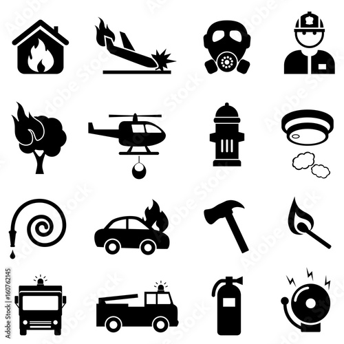 Fire fighting web icon set