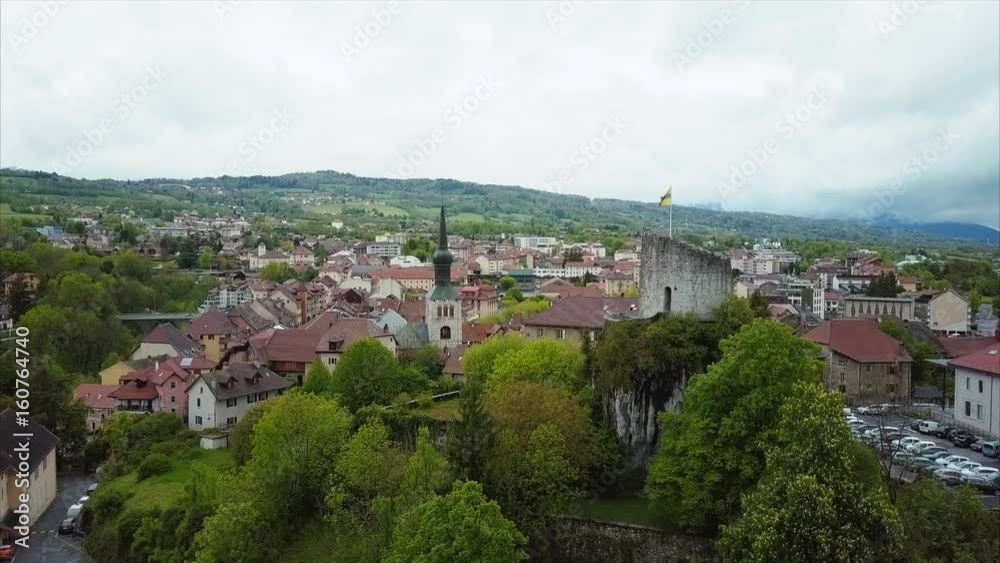 Amazing Aerial View of Small Town in Switzerland at Summer Time Amazing Aerial View of Small Town in Switzerland at Summer Time