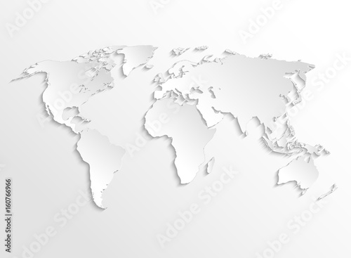 White paper earth 3d map. Vector template for business infographic