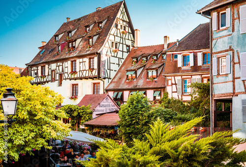 Beautiful town of Colmar in Alsace province of France on a summer sunny day