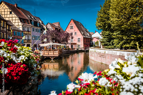 Beautiful town of Colmar in Alsace province of France on a summer sunny day