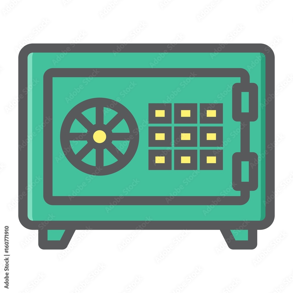 Strongbox colorful line icon, bank safe and security, vector graphics, a filled pattern on a white background, eps 10.