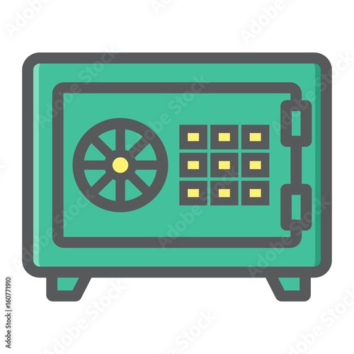 Strongbox colorful line icon, bank safe and security, vector graphics, a filled pattern on a white background, eps 10.