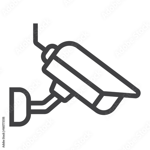 Surveilance camera line icon, security and cctv, vector graphics, a linear pattern on a white background, eps 10.