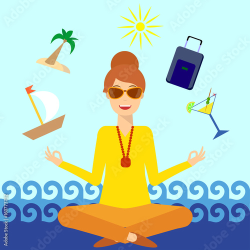 woman sits against sea in yoga lotus 2