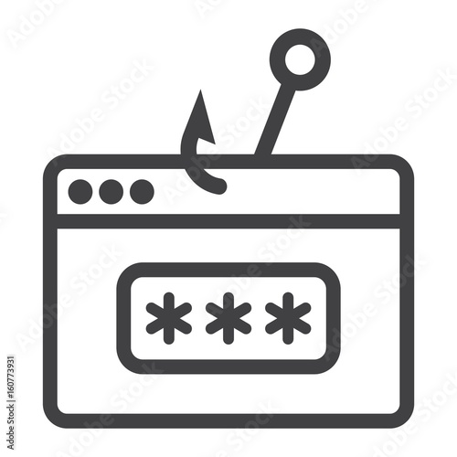 Password phishing line icon, security and hack, vector graphics, a linear pattern on a white background, eps 10.