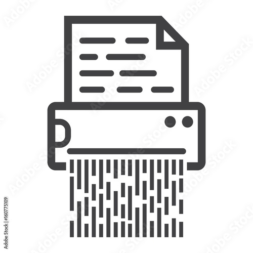 Document shredder line icon, destroy file and confidential, vector graphics, a linear pattern on a white background, eps 10.