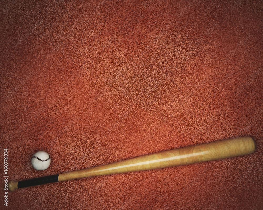 Baseball equipment on red backdrop Baseball equipment on red backdrop