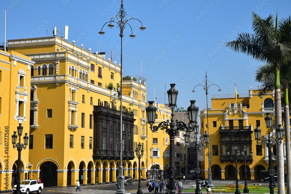 Palais coloniaux plaza de Armas à Lima au Pérou