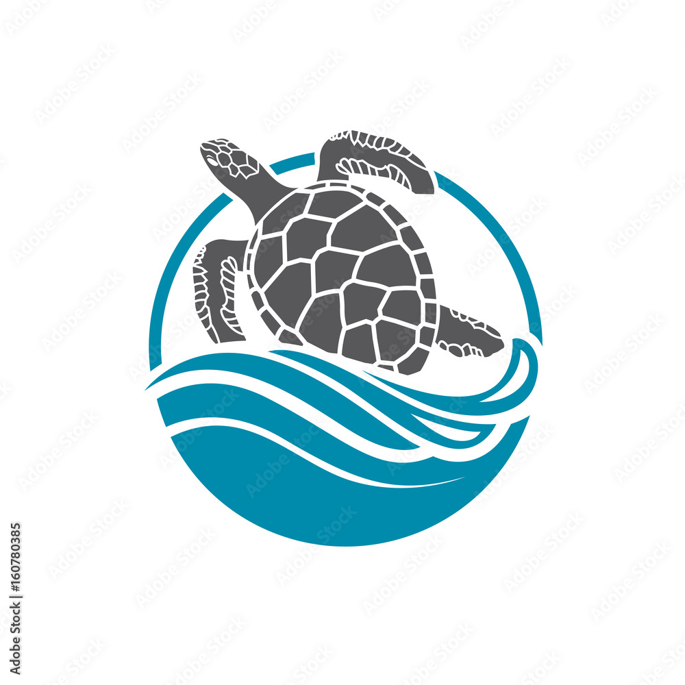 Fototapeta premium sea turtle icon with water wave